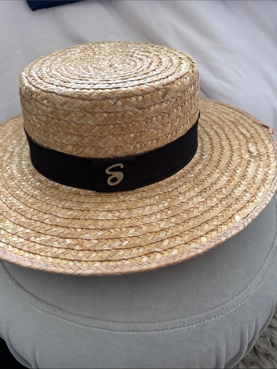 Glenn Irene Sandoval Accessories - Straw Boater Hat with Black Band - S Accent